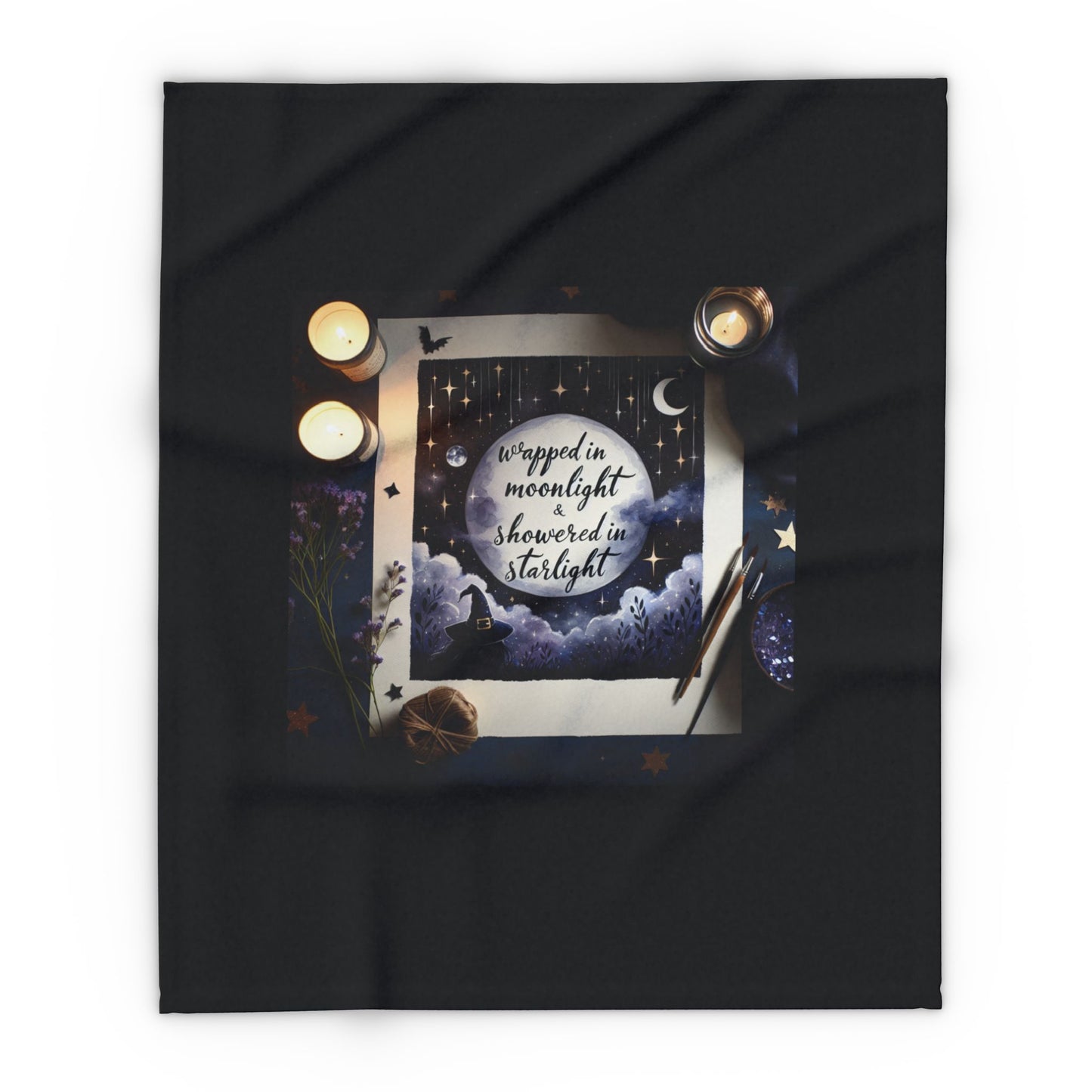 Fleece Blanket - Witchy Comfy Blanket Wrapped in Moonlight and Starlight